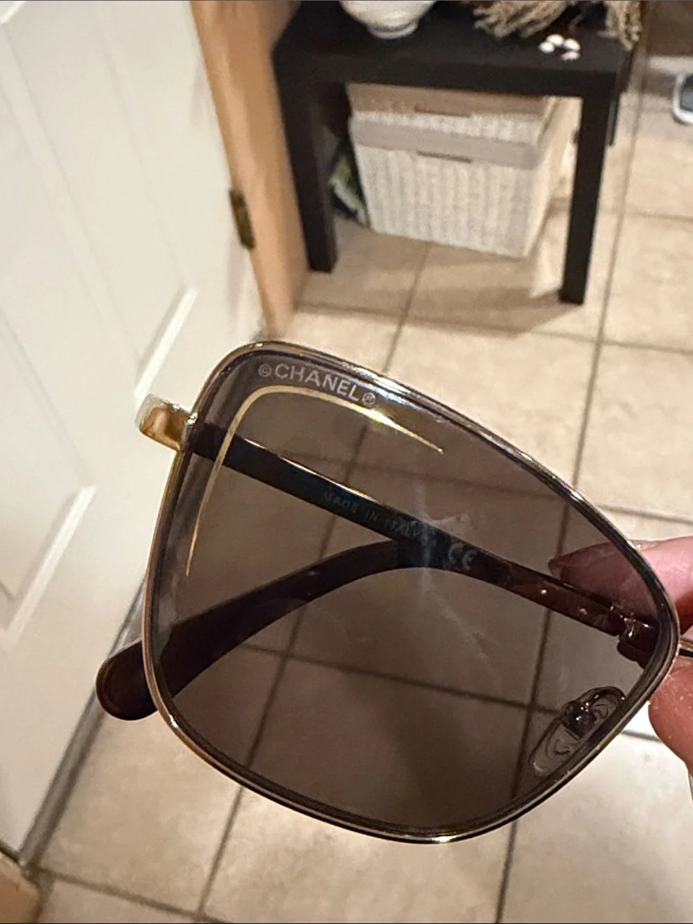 CHANEL Gold cat eye Frame Sunglasses